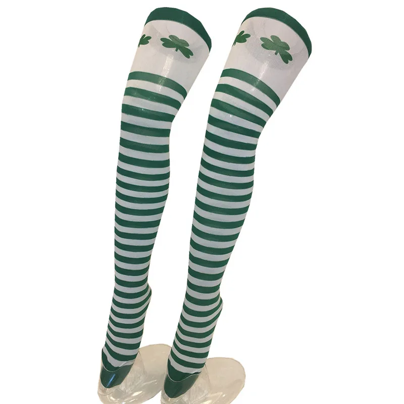 1Pair New Women Girls Over Knee Long Leaf Stripe Printed Thigh High Striped Patterned Socks Sweet Cute Warm 2020 |