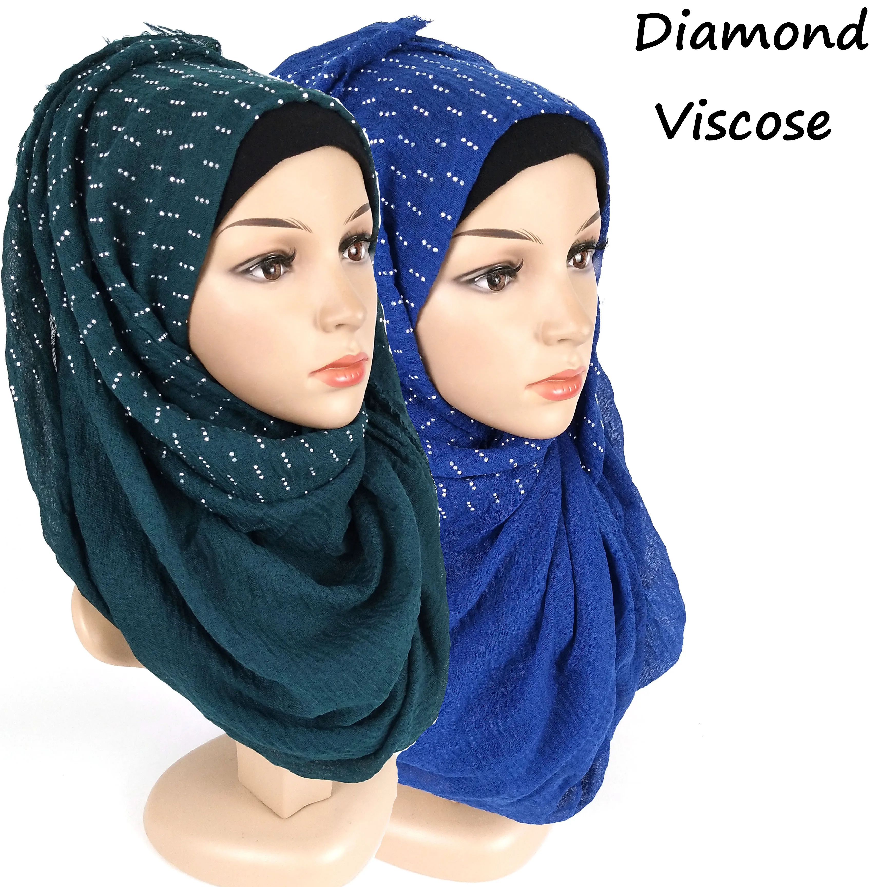 

M2 High qualiy 10pcs Diamond visose crinkle hijab shawl women scarf/scarves wrap headband stone long maxi plain hijab