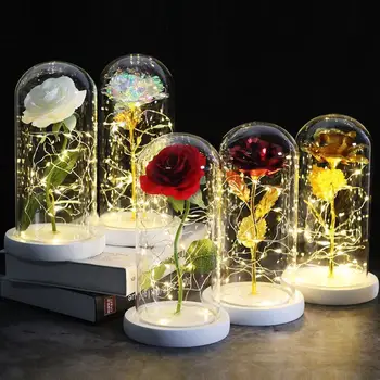 

Romance Eternal Flowers Glass Cover Rose Eternelle Beauty and The Beast Rose Galaxy Rose LED Lamp Mother's Valentine's Day Gift