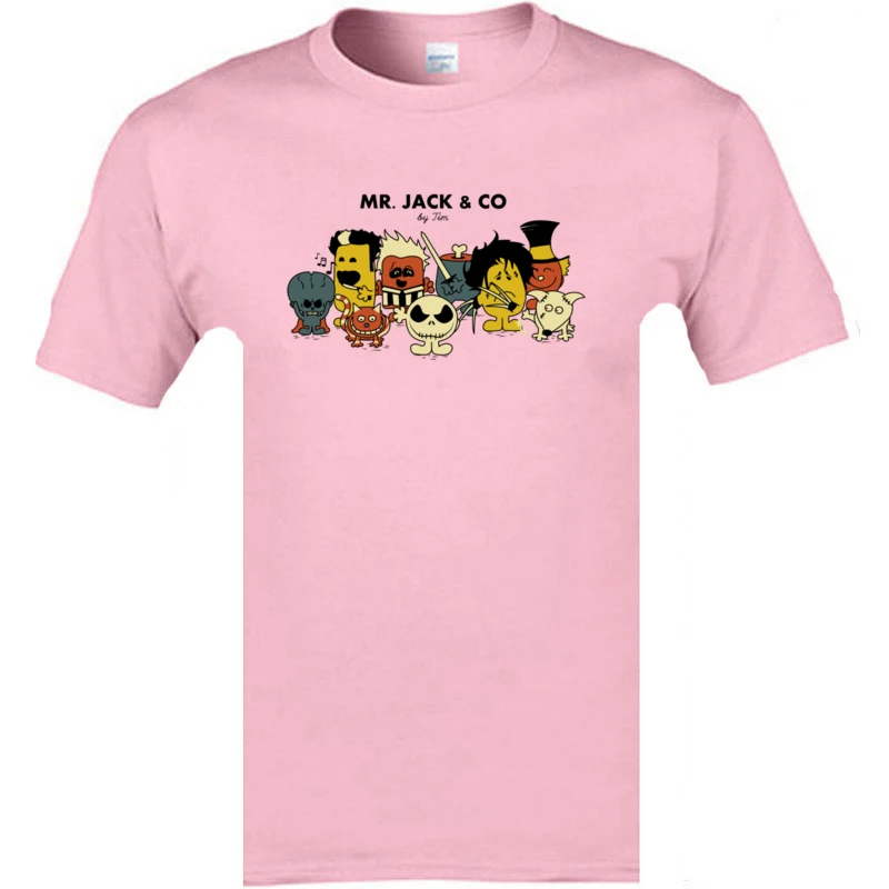 cosie Mr._Jacknightmare beforechristmas Summer Fall Tops Shirts 2018 Popular Round Neck All Cotton Tops Shirt Men's Top T-shirts Mr._Jacknightmare beforechristmas pink