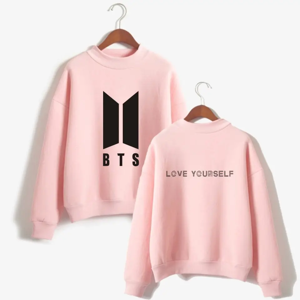 BTS пуленепробиваемые мальчики должны помочь одежде Стиль Знаменитостей альбом LOVE Yourself вырез лодочкой с высоким воротником Толстовка для мужчин и женщин