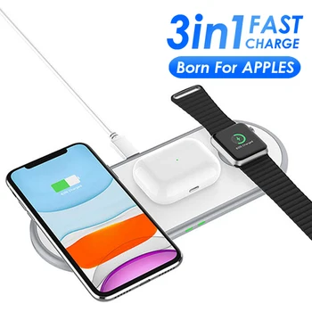 

3 in 1 Fast Wireless Charger for iPhone 11Pro/Xr/Xs Max Charger Holder for Samsung S20 S10 Qucik Charge Pad QI Wireless Charger