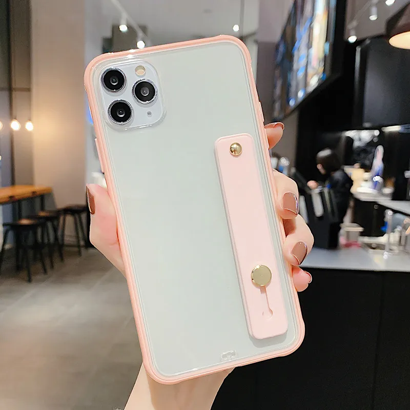 

Silicone Wrist StrapTransparent Phone Case For iPhone 11 11 Pro Max XR XS Max 8 7 6 6S Plus Soft Shockproof Wristband Back Cover