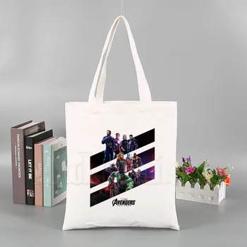 

Marvel Avengers End Game Print Reusable Shopping Bag Women Canvas Tote Bags Printing Eco Bag Cartoon Shopper Shoulder Bags