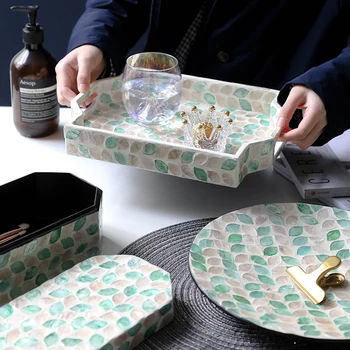 

Norther European style imported colored shellfish tea tray fruit box desktop home coffee table creative large accept fruit plate