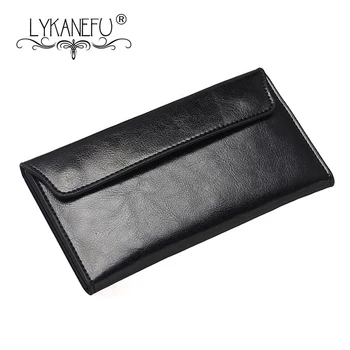 

LYKANEFU Genuine Leather Women Clutch Purse Women's Wallet Long Pattern Ladies Clutch Bag Multi-card Wallet Female Card Holder