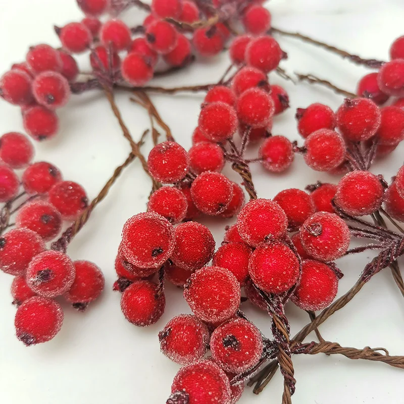 (10pcs/bag) 4x7cm Christmas Berry Flower Bundle Crystal Berry Imitation Fruit Xmas Tree Decoration Wedding Decoration Wreath DIY
