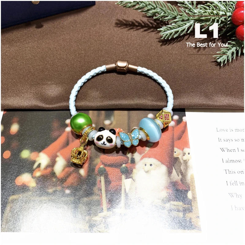 L1 ювелирные изделия с короной Charmblue бабочка лечение панда синий Beadschristmas подарок