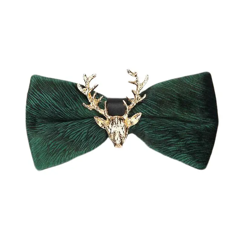 Новые мужские золотые бархатные галстуки-бабочки для свадебной вечеринки, рождественские праздничные вечерние галстуки-рога из сплава с оленем и бабочкой, Лидер продаж