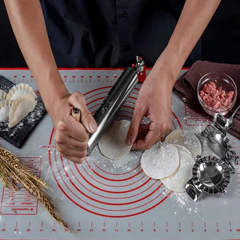 

Stainless Steel Tabletop Can Be Fixed Rolling Pin Kitchen Cooking Baking Pizza Dough Dough Dumpling Skin Tool