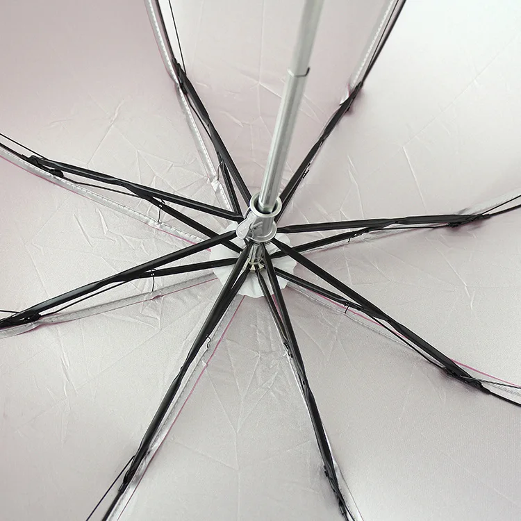 

UV-Protection Silver Colloid Umbrella Creative Three Fold College Style Folding Parasol Short Handle Three Fold Umbrella