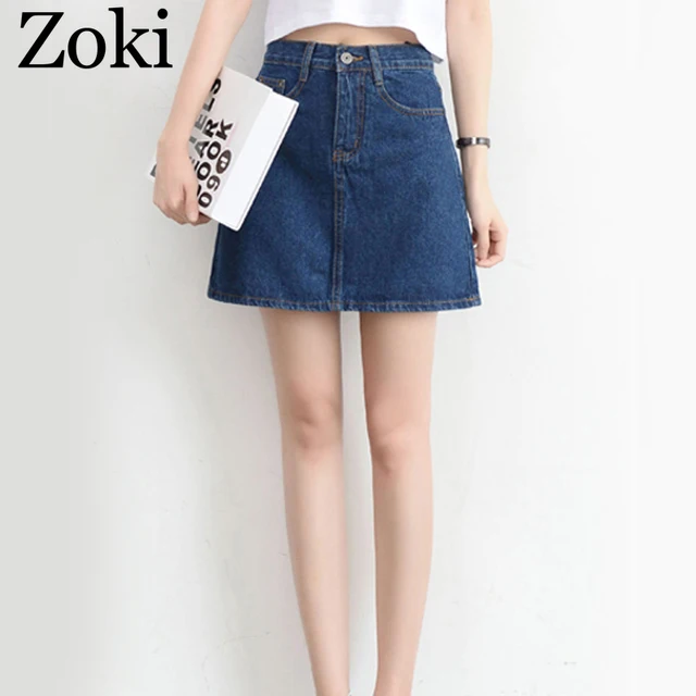 Zoki Sexy Women Denim Mini Skirt Fashion Summer High Waist Korean Black Skirt Blue Package Hip Jeans Harajuku Plus Size Cotton 3