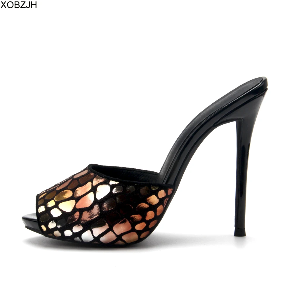 Дизайнерская обувь роскошные женские черные босоножки на высоком каблуке