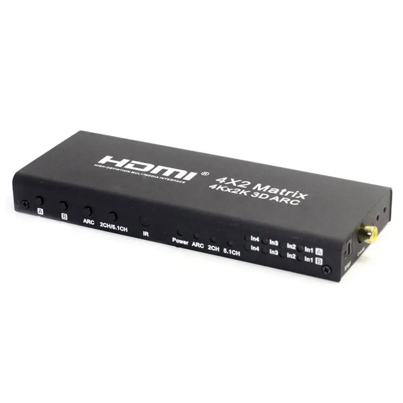 

4 x 2 HDMI Matrix Switch, HD True 4K x 2K 3D HDMI Matrix Switcher/Splitter, with SPDIF & L/R 3.5mm HDMI Audio Extractor, Support