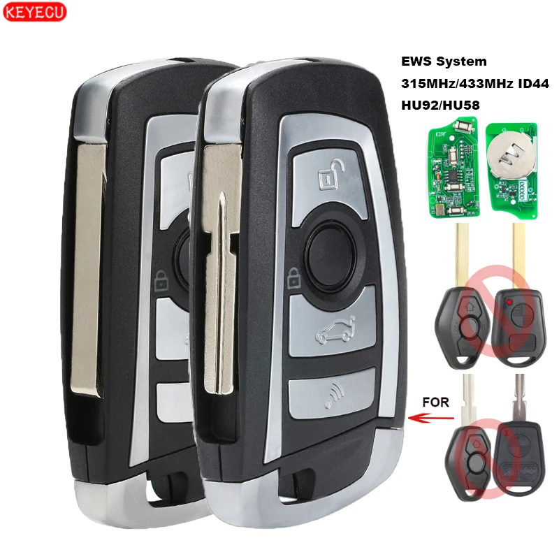 Keyecu EWS Modified Flip Remote Key 315MHZ ID44 1998-2005 for BMW 3 5 7 Series HU58