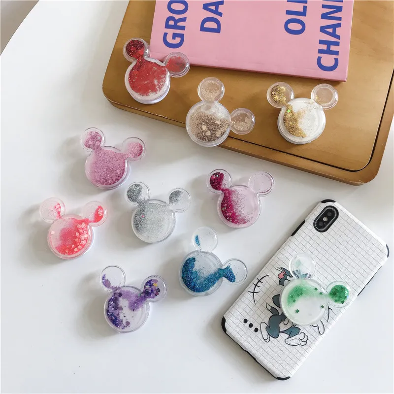 

Cute cartoon quicksand universal mobile phone holder ring bracket extension bracket and mobile phone for iPhone XR Samsung