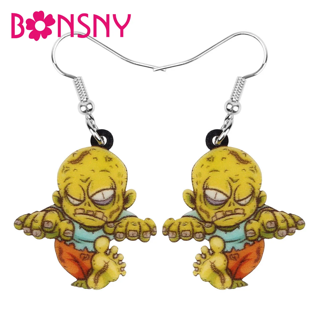 Bonsny акриловые Хеллоуин аниме ужас зомби серьги-подвески в форме капли