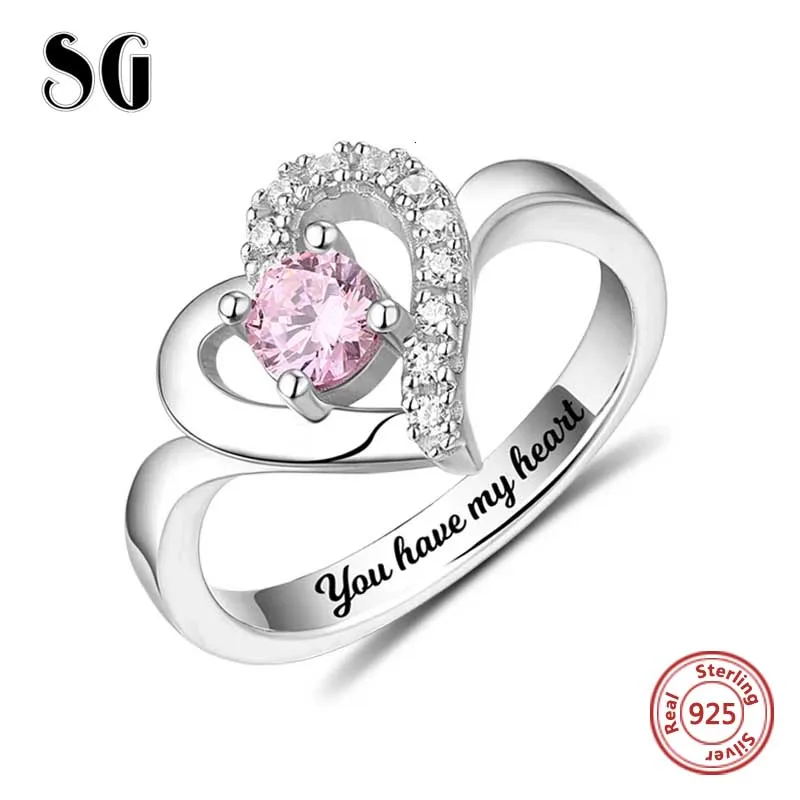 925 Sterling Silver Personalized Classic Heart Shaped Engraved Name & Birthstone Ring Custom Jewelry Mother's Day | Украшения и