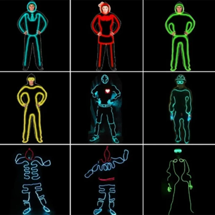 EL Wire неоновый RGB цветной светодиодный светильник, Набор фигурок для одежды E2S