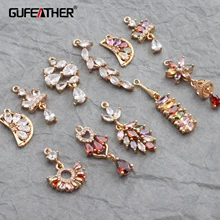 GUFEATHER M457, ювелирные аксессуары, 18 К позолота, ручная работа, сделай сам циркониевая подвеска, Ушная цепочка, изготовление ювелирных изделий, diy серьги, 6 шт./лот