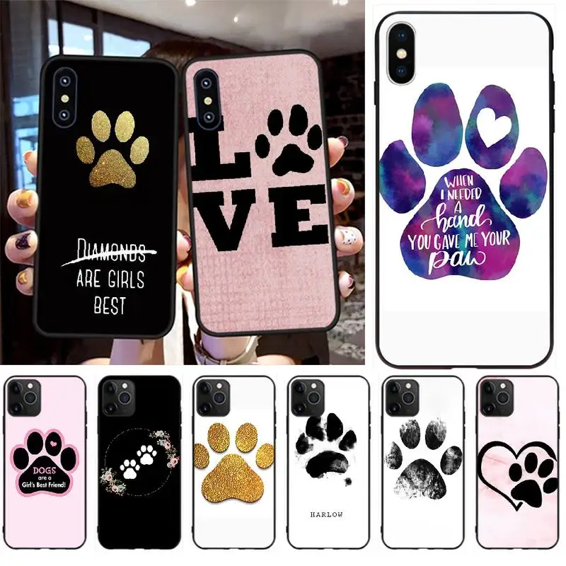 Мягкий силиконовый чехол PENGHUWAN из ТПУ с надписью Best friends Dog paw для iPhone 11 pro XS MAX 8 7 6 6S