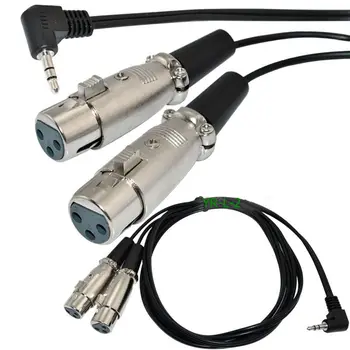 

90 ° Curved 3.5mm Stereo Male to 2 Mini XLR Female Audio OFC MIC Adapter Cable Camera 0.3m / 1.8m