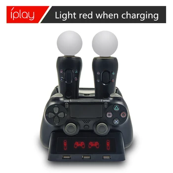 

4 in 1 Controller Charging Dock Station Stand for Playstation 4 PS4 PSVR VR Move Quad Gamepad Charger for MOVE Joysticker