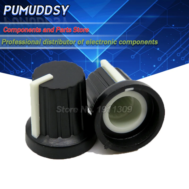 10 шт. пластиковые рифленые ручки потенциометра с резьбой диаметр отверстия вала 6