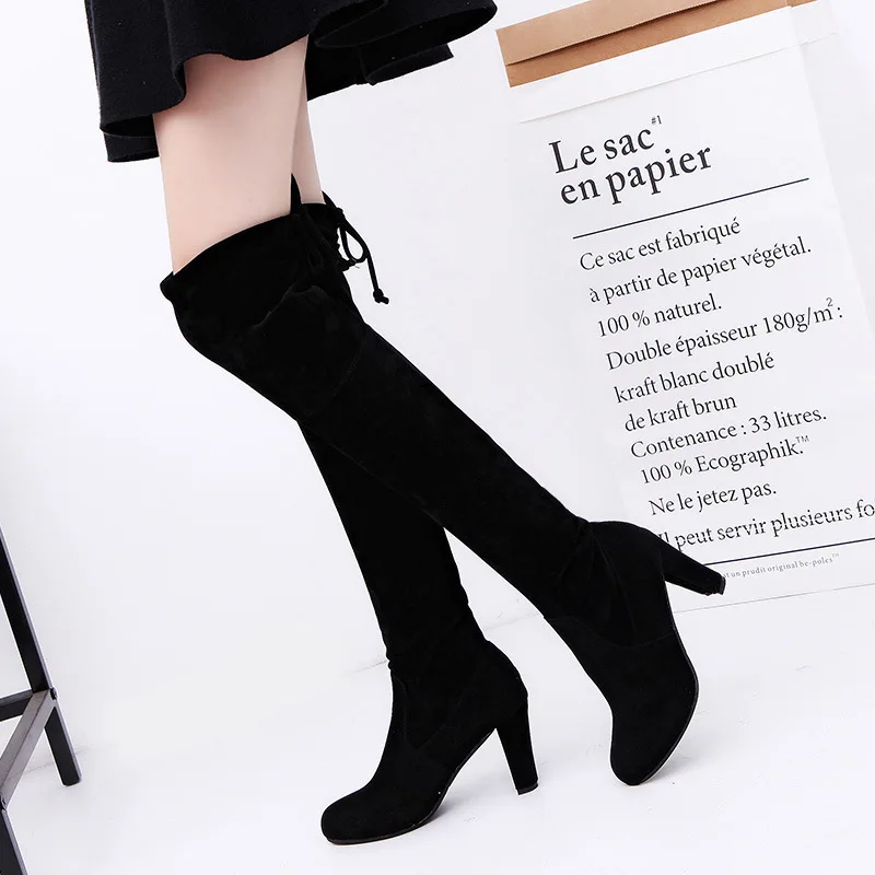 

Hot Selling Europe And America High-Heel round-Toe over-the-Knee WOMEN'S Thigh Boot Large Size Thigh Boot Solid Color 4243