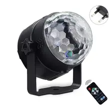 Звуковой активированный Вращающийся Диско-Шар вечерние светильник s стробоскоп светильник RGB светодиодный сценический светильник s для рождественского дома KTV рождественское свадебное шоу