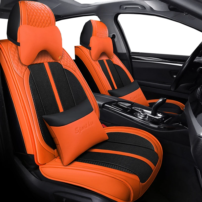 Full Coverage PU Leather car seat cover flax fiber auto seats covers