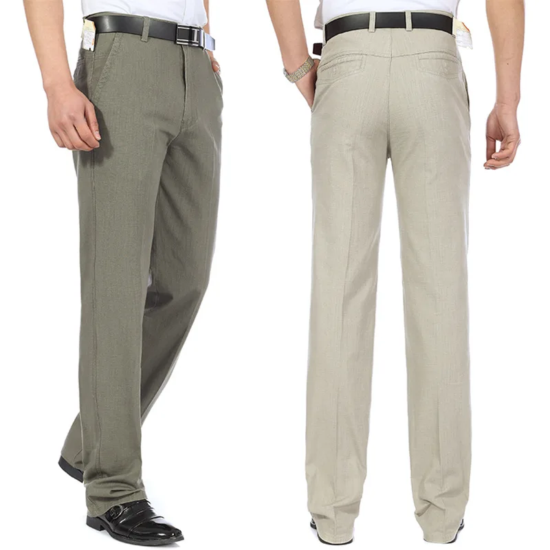 

Spring And Autumn ma liao ku Men's Loose Straight Middle-aged Business Casual High-waisted Men's Trousers Middle Aged And Elderl