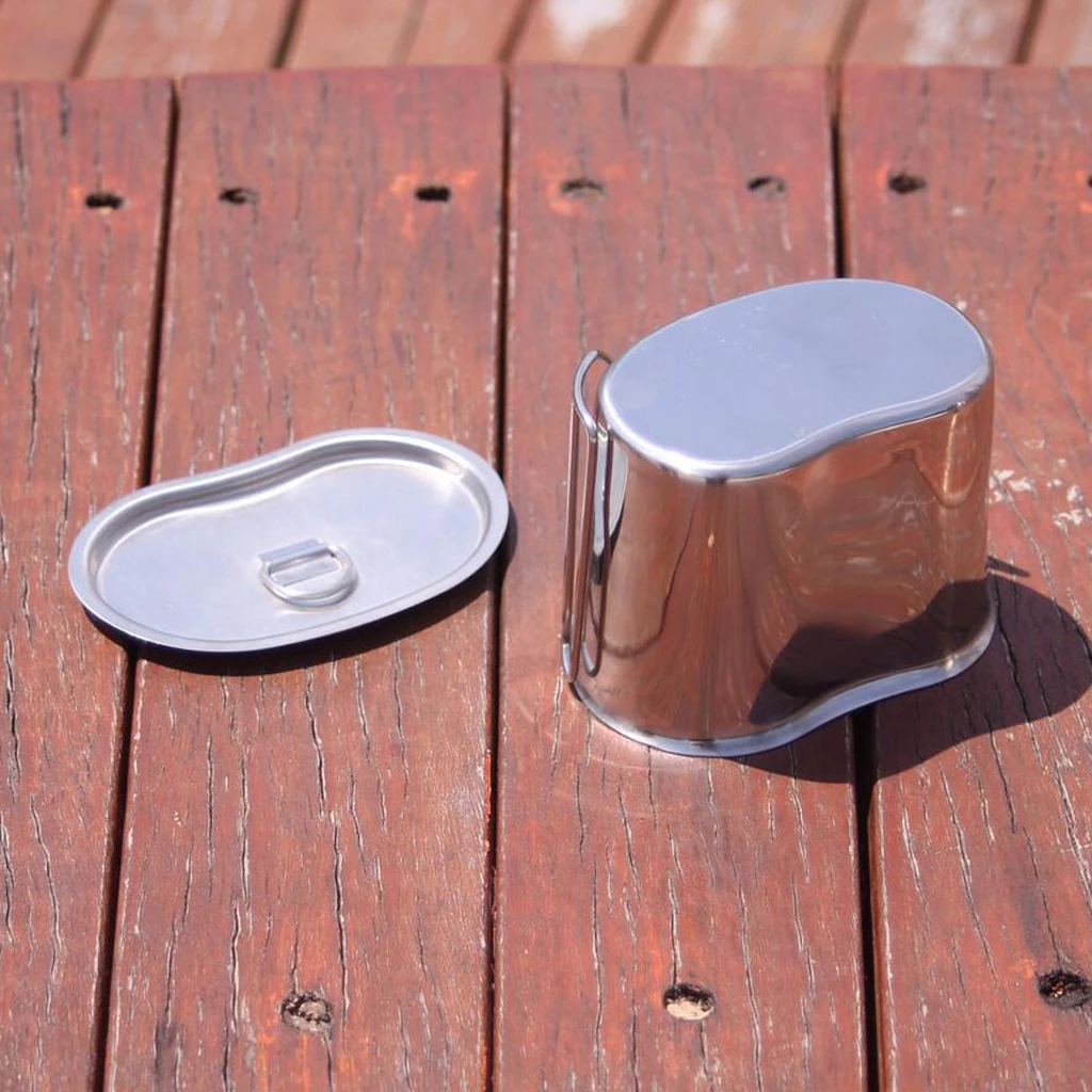 Stainless Steel Canteen Cup with Handle Camping Hiking Water Cup 5