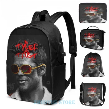 

Funny Graphic print Tyler Durden - Illustration USB Charge Backpack men School bags Women bag Travel laptop bag