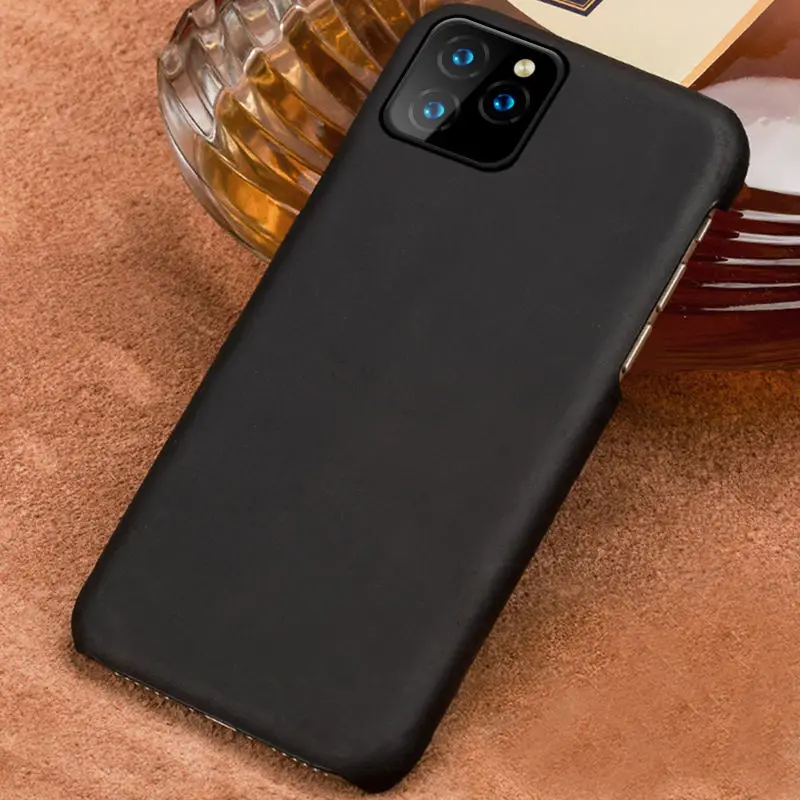 Черный LANGSIDI кожаный чехол для телефона для iphone 11 pro max Crazy Horse роскошный Винтажный чехол для Apple iphone XR X 8 7 6s XS Plus - Цвет: Черный