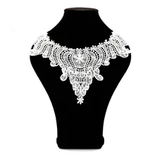 Кружевное платье воротник ложный воротник выдолбленный трехмерная вышивка грудь полиэстер голый шелк вышитый воротник flowe