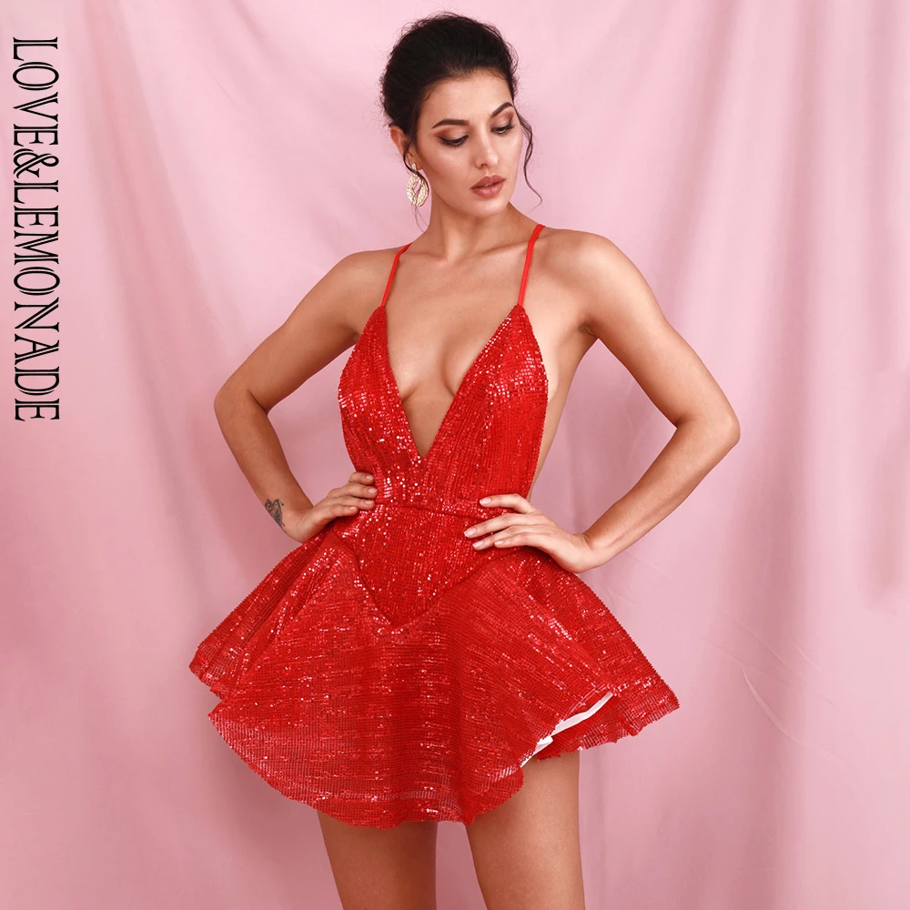red sequin playsuit