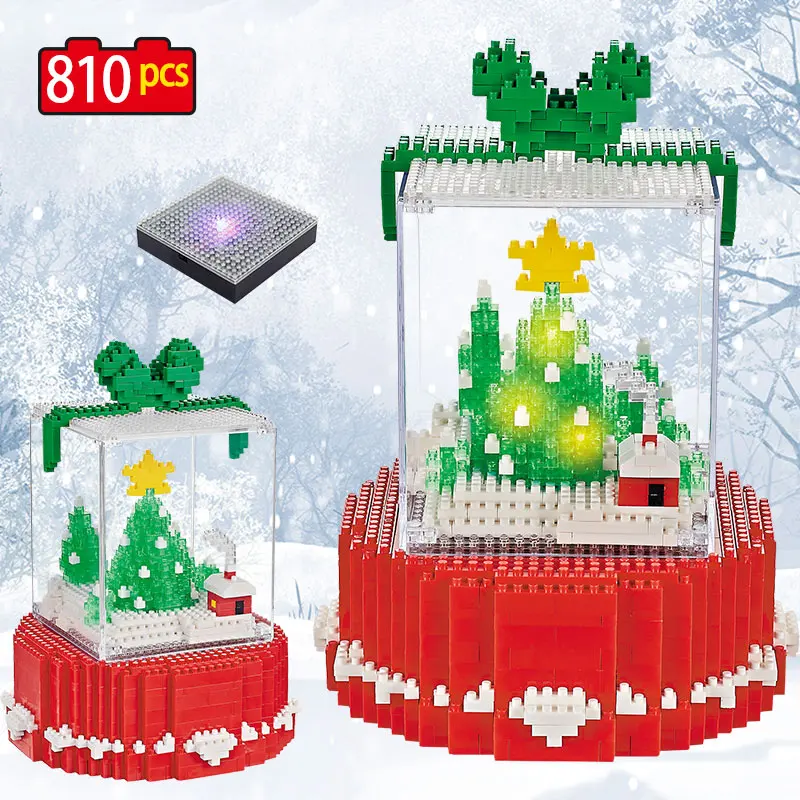 

Mini Diamond Merry Christmas Tree with LED Building Block Bricks Educational Toy For Children Christmas Gifts