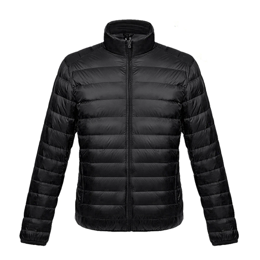Мужской пуховик, Складывающийся светильник, водоотталкивающая зимняя куртка, мягкая стеганая куртка с карманом на молнии - Цвет: Black