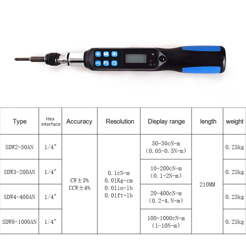 KKmoon Portable Handheld Digital Display Backlight Torque Screwdriver 0.05-0.5NM Cordless Torque Screw Driver,SDW2-50AN