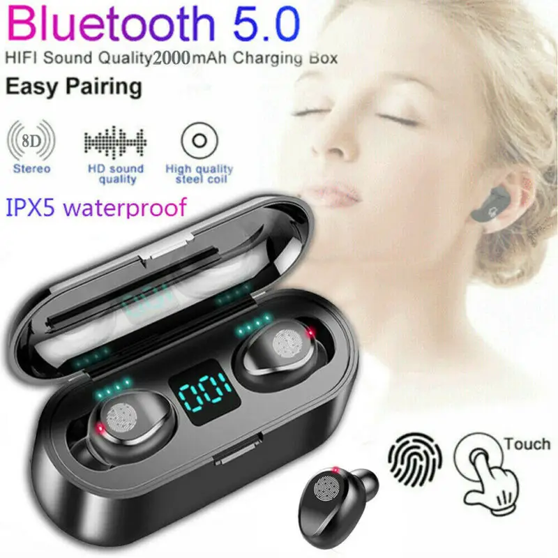 TWS Bluetooth 5.0 Headset Stereo Wireless Earbuds Headphones Earphones IPX5