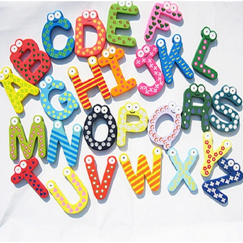 Деревянный 26 алфавит наклейки на холодильник s 3D красочный мультфильм магнитный стикер для холодильника Дети интеллект развивающие игрушки