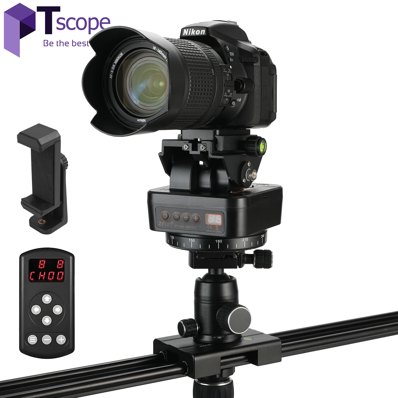 

Remote Control Panoramic Tripod Head 2.4G Electric Rotating Pan Tilt Video Stabilizer Turntable Max Load 1kg for Phones Cameras