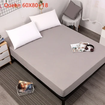 

Fashion Mattress Cover Polyester Fitted Sheet Deep Pocket Multifunction Solid Color Daily Waterproof Elastic Band Bed Protector