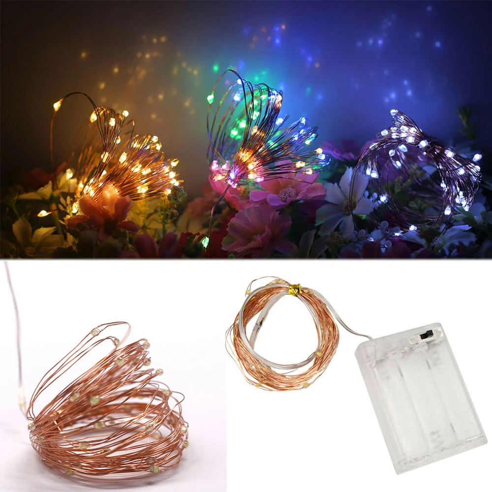 1M 10LED Battery Power Operated Copper Wire Fairy Light String Lamp Party Decor