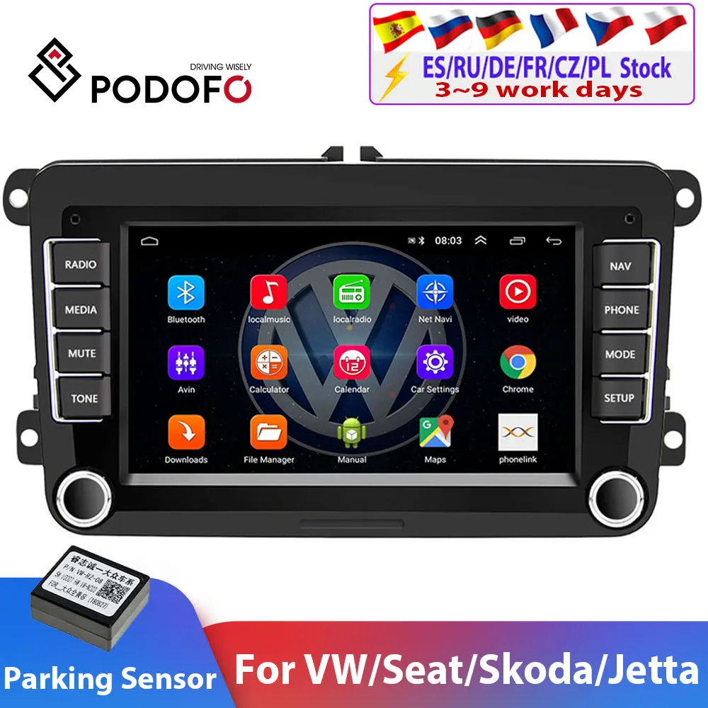 Podofo 2Din Android автомобильный Радио GPS 2din мультимедийный плеер авторадио для
