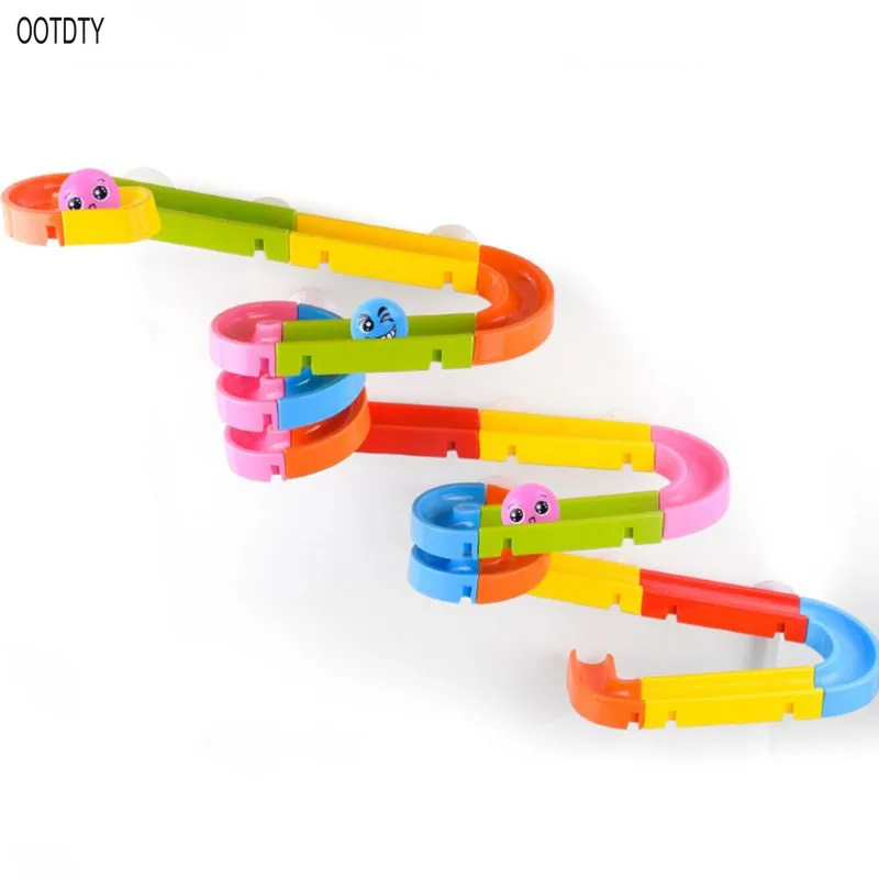 OOTDTY Bathroom Watermill Toy Bath Orbits Track Game Shower Swimming Pool Toys for Kids Boys Girls