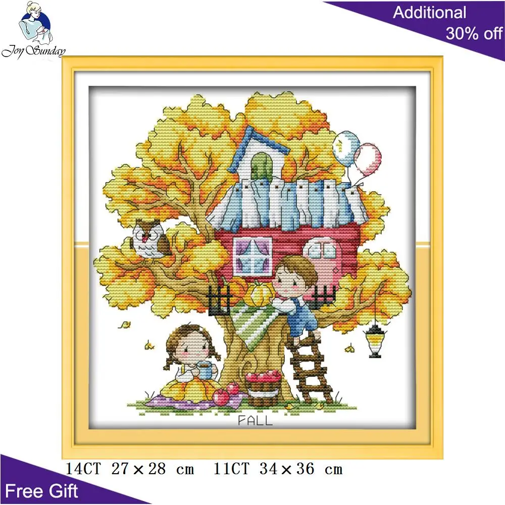 Набор для вышивки домик на дереве Joy Sunday C951 C952 14CT 11CT|Упаковка| |