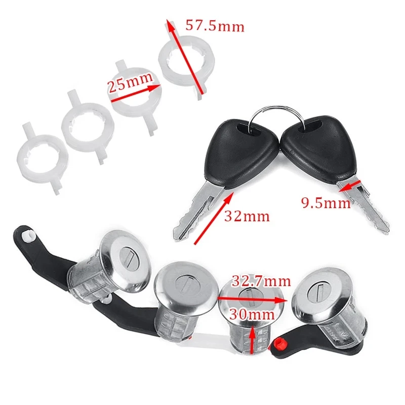 4pcs/Set For Renault Master 2 Mascott Opel Movano 2 Nissan Interstar 1998-2008 Car Door Lock Barrel Cylinders  7701470952 256524