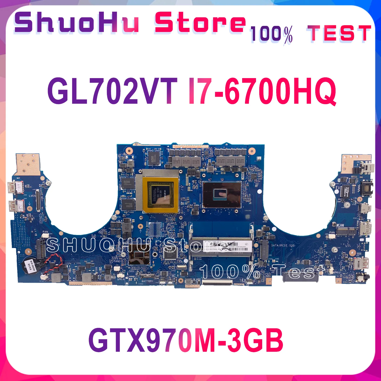 GL702VT for ASUS GL702VM GL702VMK GL702VML GL702VSK notebook motherboard CPU i7 6700HQ GTX970M 3GB DDR4 100% test work